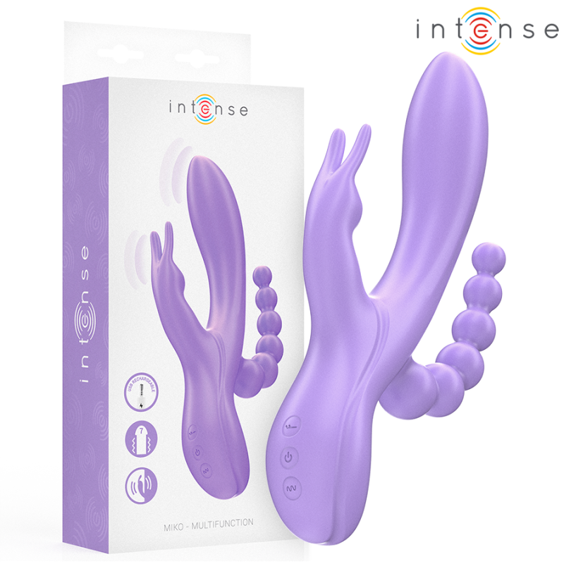 INTENSE - MIKO TRIPLE VIBRATEUR LAPIN and STIMULATEUR and ANAL 7 VIBRATIONS VIOLET