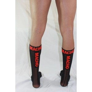 MACHO - CHAUSSETTES FINES TAILLE UNIQUE NOIR-ROUGE