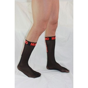 MACHO - CHAUSSETTES FINES TAILLE UNIQUE NOIR-ROUGE