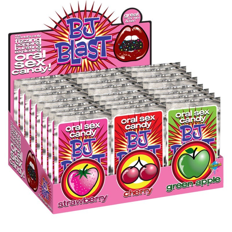 PIPEDREAM - BJ BLAST FRAISE - CERISE ET POMME VERTE - PRÉSENTOIR - 36 PIÈCES