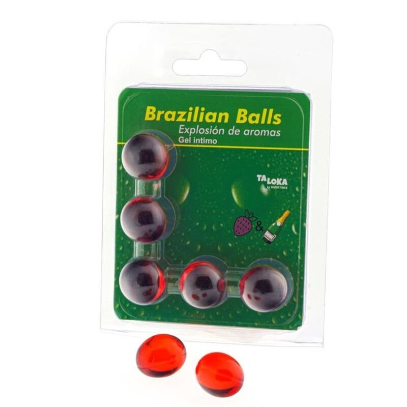 TALOKA - 5 BOULES BRÉSILIENNES GEL INTIME FRAISES and CHAMPAGNE