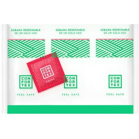 CONFORTEX - FEUILLES HYGIÉNIQUES JETABLES , SAC INDIVIDUEL CONDOM FRAISE