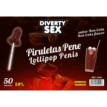 DIABLO GOLOSO - 50 SUCETTES PÉNIS SAVEUR RON COLA 10 ALCOOL
