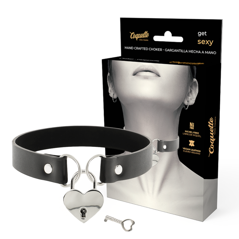 COQUETTE CHIC DESIRE - COLLIER EN CUIR VEGAN AVEC ACCESSOIRE COEUR AVEC CL