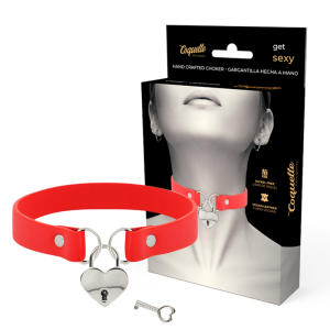 COQUETTE CHIC DESIRE - COLLIER EN CUIR VEGAN ROUGE AVEC ACCESSOIRE COEUR AVEC CL