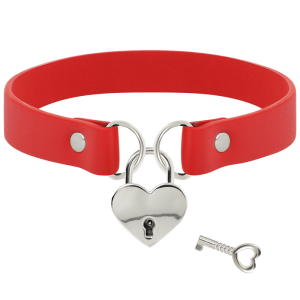 COQUETTE CHIC DESIRE - COLLIER EN CUIR VEGAN ROUGE AVEC ACCESSOIRE COEUR AVEC CL