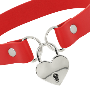 COQUETTE CHIC DESIRE - COLLIER EN CUIR VEGAN ROUGE AVEC ACCESSOIRE COEUR AVEC CL