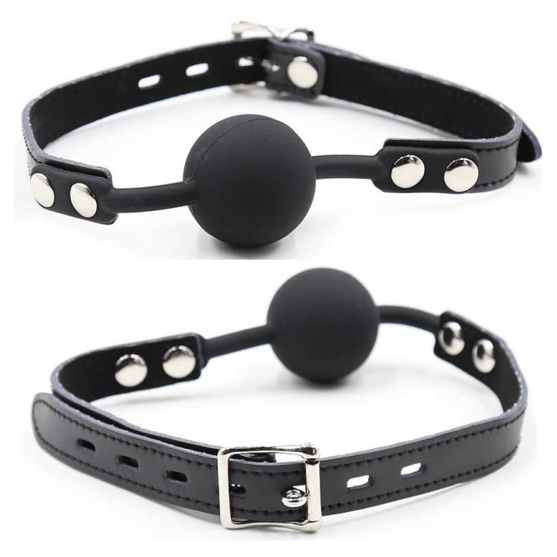 OHMAMA FETISH - BÂILLON BALLE EN SILICONE AVEC CEINTURE EN CUIR (CADENAS INCLUS)