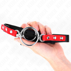 KINK - GAG AVEC PLUSIEURS O-RINGS 4 - 4,8 CM ROUGE 38 X 56 CM