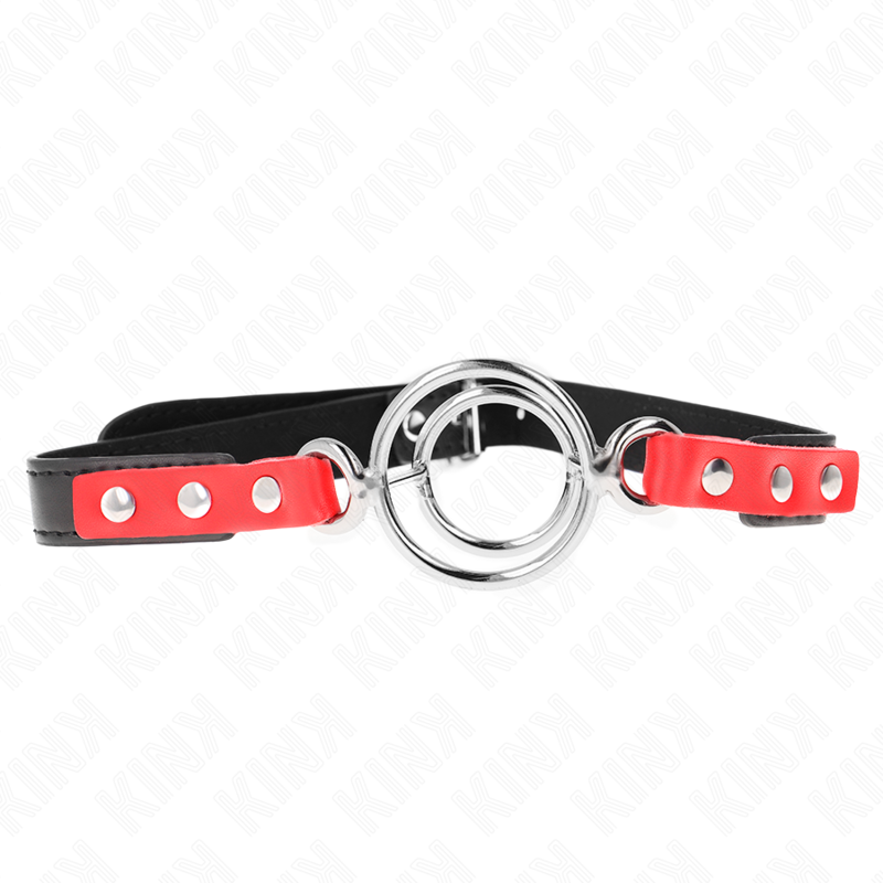 KINK - GAG AVEC PLUSIEURS O-RINGS 4 - 4,8 CM ROUGE 38 X 56 CM