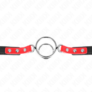 KINK - GAG AVEC PLUSIEURS O-RINGS 4 - 4,8 CM ROUGE 38 X 56 CM