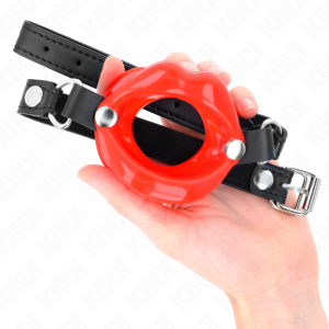 KINK - BÂTON LIP 8 CM AVEC SANGLE EN CUIR ROUGE 63 x 2 CM AJUSTABLE 39-58 CM