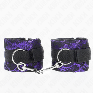 KINK - ATTENTES-POIGNETS COURTES EN DENTELLE DE VELOURS ET RELIURE EN NYLON VIOLET - NOIR 23 X 6,5 CM