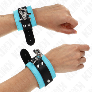 KINK - APPUI-POIGNETS VERROUILLABLES PREMIUM NOIR - BLEU RÉGLABLE 21-28 CM X 5,5 CM