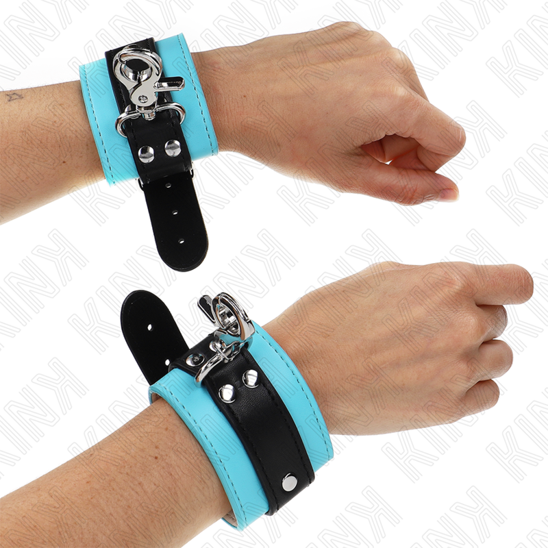 KINK - APPUI-POIGNETS VERROUILLABLES PREMIUM NOIR - BLEU RÉGLABLE 21-28 CM X 5,5 CM