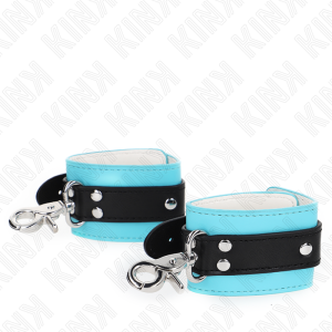 KINK - APPUI-POIGNETS VERROUILLABLES PREMIUM NOIR - BLEU RÉGLABLE 21-28 CM X 5,5 CM