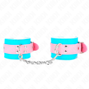 KINK - MIGNONS ATTENTES-POIGNETS BLEU-ROSE AJUSTABLES 16-28 CM X 5 CM