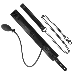 FETISH SUBMISSIVE BONDAGE - COLLIER DÉTRANGLEMENT GONFLABLE AVEC CHAÎNE