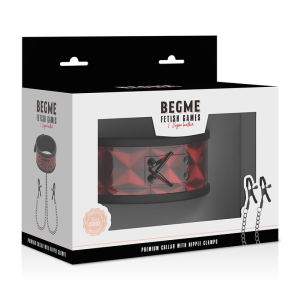 BEGME - COLLIER ÉDITION ROUGE AVEC PINCES TÉLÉMON AVEC DOUBLURE EN NÉOPRÈNE