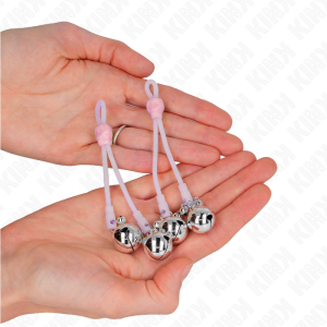 KINK - PINCES À TÉLÉPIN LUMINEUSES CRÂNE AVEC ANNEAU CLOCHES RÉGLABLES ROSE - ARGENT