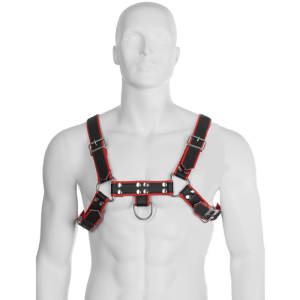 LEATHER BODY - HARNAIS CHAÎNE III NOIR - ROUGE
