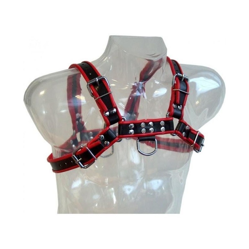 LEATHER BODY - HARNAIS CHAÎNE III NOIR - ROUGE