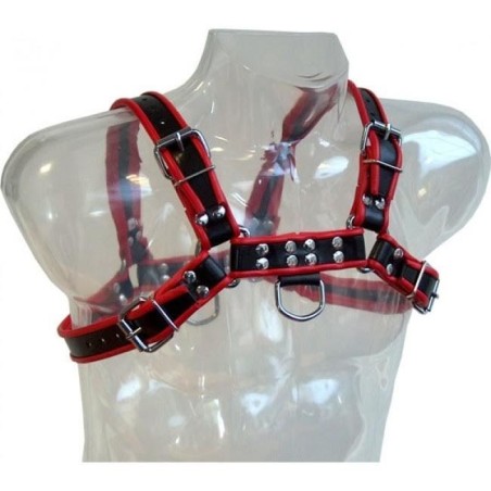 LEATHER BODY - HARNAIS CHAÎNE III NOIR - ROUGE