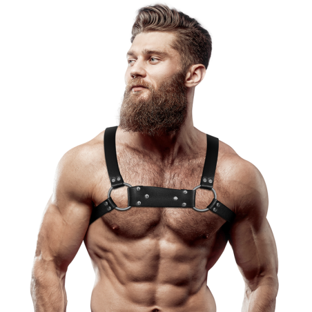 FETISH SUBMISSIVE ATTITUDE - HARNAIS DE POITRINE BULLDOG EN CUIR ÉCOLOGIQUE POUR HOMMES TAILLE M-L