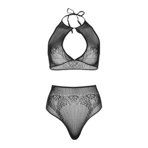 LEG AVENUE - ENSEMBLE DEUX PIÈCES HALTER CROP TOP and THONG CULOTTE TAILLE UNIQUE
