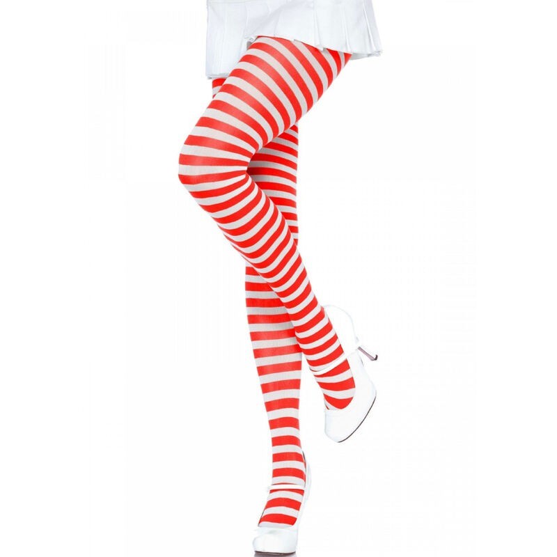 LEG AVENUE - COLLANTS RAYURES BLANC-ROUGE