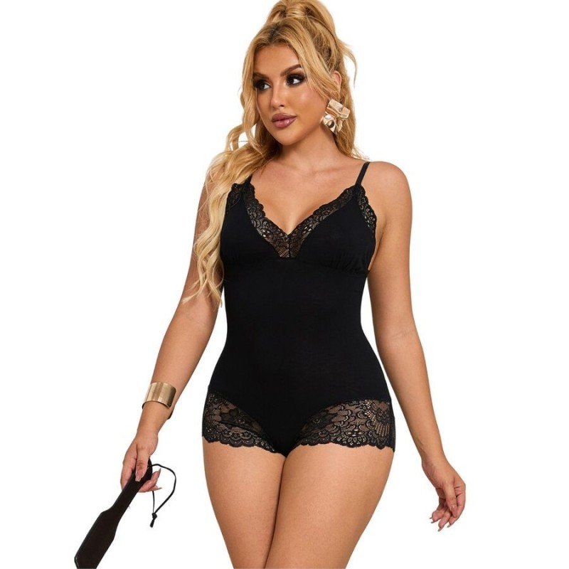 SUBBLIME - TEDDY DÉTAIL DENTELLE FLORALE NOIR L-XL