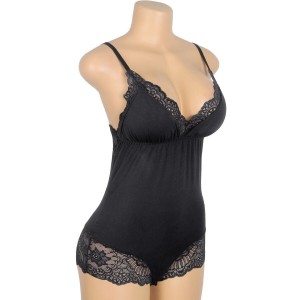 SUBBLIME - TEDDY DÉTAIL DENTELLE FLORALE NOIR L-XL