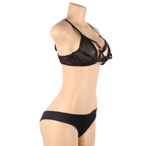 SUBBLIME - ENSEMBLE DEUX PIÈCES DE SOUTIEN-GORGE TRANSPARENT ET BANDES S-M