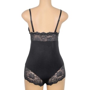 SUBBLIME - TEDDY DÉTAIL DENTELLE FLORALE NOIR S-M