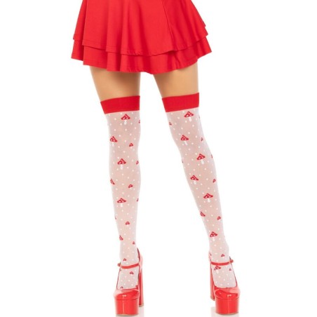 LEG AVENUE - CHAUSSETTES HAUTES CHAMPIGNON ROUGE-BLANC