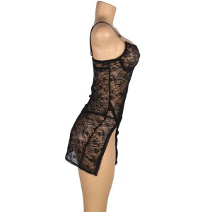 SUBBLIME - 954185 BABYDOLL EN DENTELLE À BRETELLES RÉGLABLES NOIRE S-M