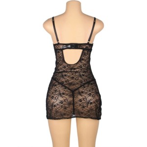 SUBBLIME - 954185 BABYDOLL EN DENTELLE À BRETELLES RÉGLABLES NOIRE S-M