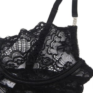 SUBBLIME - 954185 BABYDOLL EN DENTELLE À BRETELLES RÉGLABLES NOIRE S-M