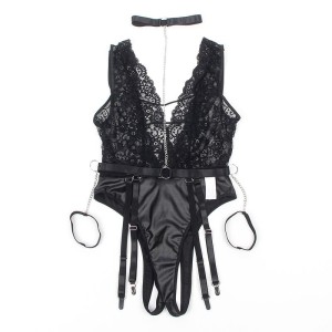 SUBBLIME - 954383 BODY SEXY AVEC PORTE-JARRETELLES NOIR S-M