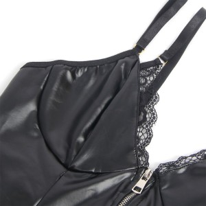 SUBBLIME - 955458 BODY FERMETURE ÉCLAIR EN CUIR NOIR S-M