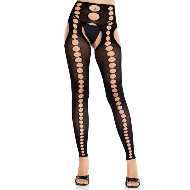 LEG AVENUE - BAS OPAQUES SANS COUTURE ET SANS BRETELLES NOIRS