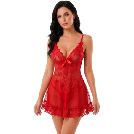 LIVCO CORSETTI FASHION - ENSEMBLE NUIT T-SHIRT CULOTTE ROUGE 2028 S-M