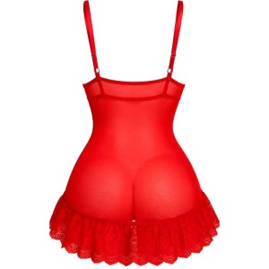 LIVCO CORSETTI FASHION - ENSEMBLE NUIT T-SHIRT CULOTTE ROUGE 2028 S-M