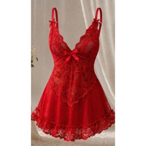LIVCO CORSETTI FASHION - ENSEMBLE NUIT T-SHIRT CULOTTE ROUGE 2028 L-XL