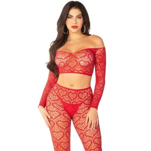 LEG AVENUE - CROP TOP BAS ROUGE TAILLE UNIQUE