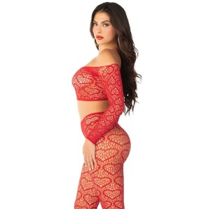 LEG AVENUE - CROP TOP BAS ROUGE TAILLE UNIQUE