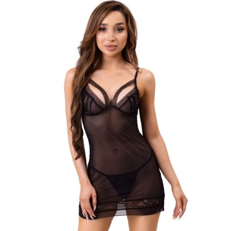 LIVCO CORSETTI FASHION - TIANA LC 20208 CHEMISE STRING NOIR S-M