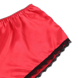 SUBBLIME - 953904 CHEMISIER DE NUIT EN SOIE ET DENTELLE CULOTTE ROUGE L-XL