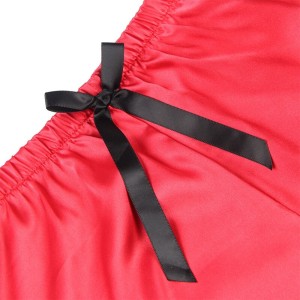 SUBBLIME - 953959 CHEMISE DE NUIT DÉCONTRACTÉE EN SOIE PANTALON EN DENTELLE NOIR-ROUGE S-M