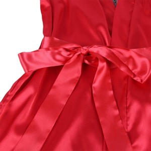 SUBBLIME - 954017 CARACO DOS TRANSPARENT EN DENTELLE STRING ROUGE-NOIR S-M